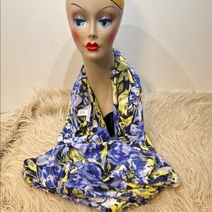 Isaac Mizrahi Blue, Yellow & White Floral Lightweight eternity Scarf